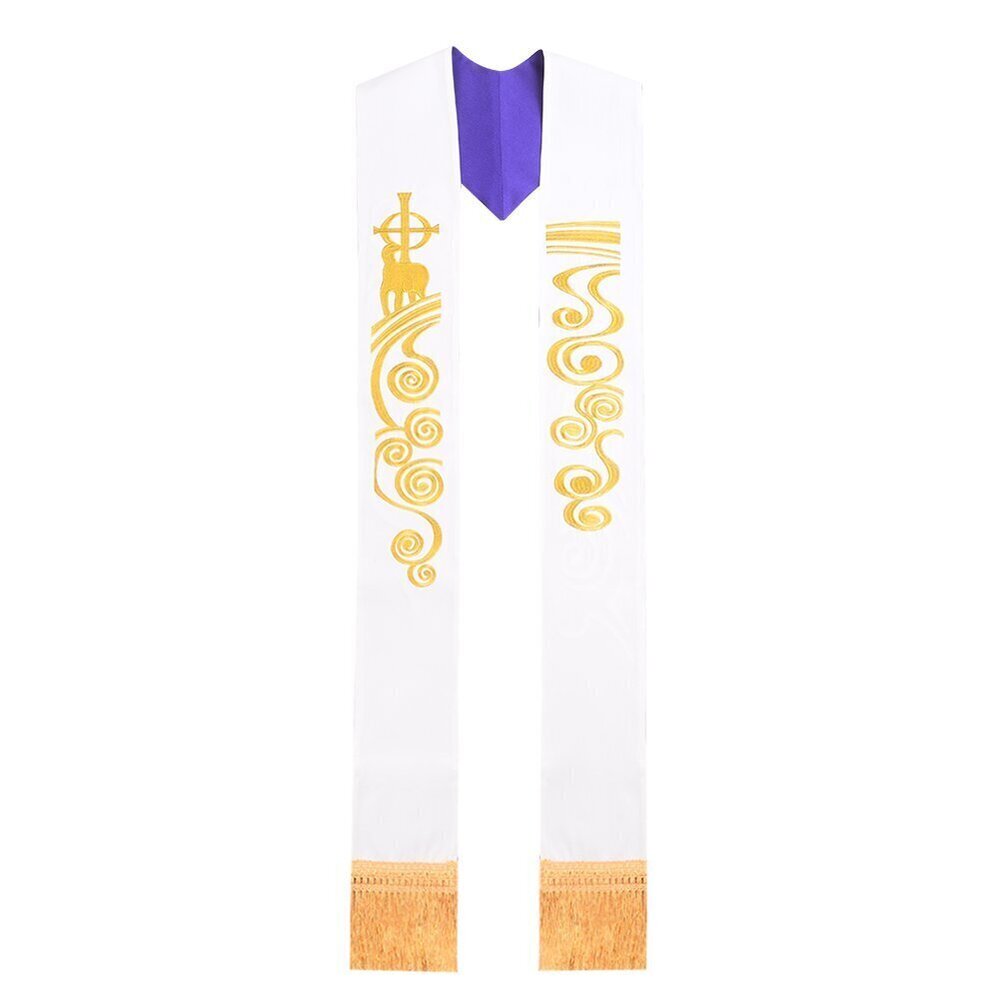 7386 Reversible Stole Chasuble Vestment Priest Lamb Embroidered Overlay